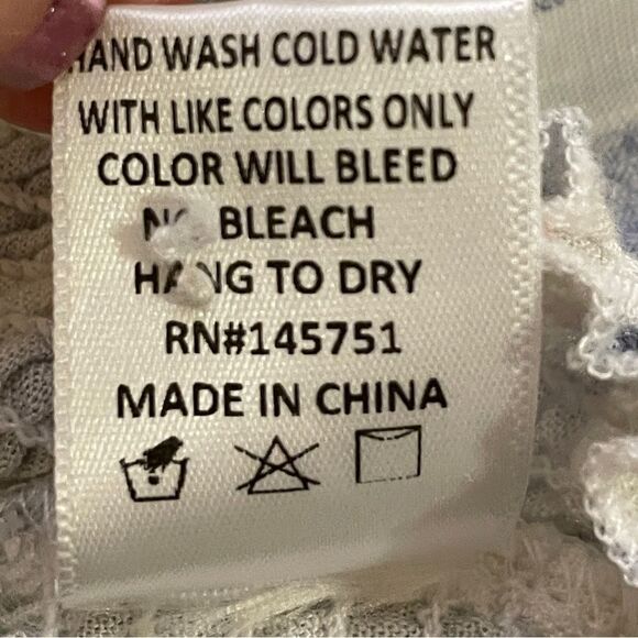 The Cove Long Flare Sleeve Striped Cropped Women's Top Blue White Small - Picture 11 of 13